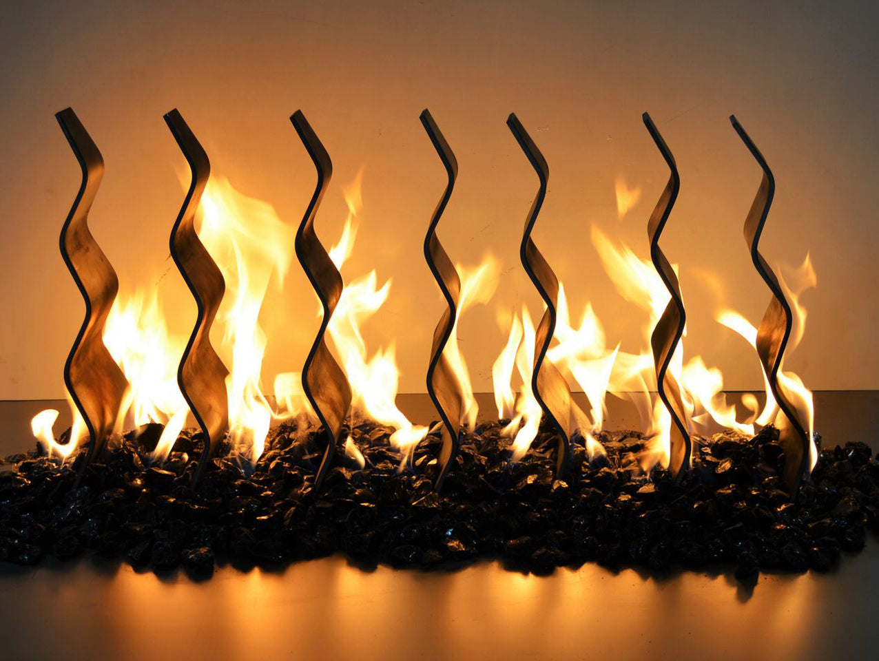 Black Steel Fireplace Waves